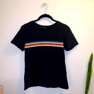 70s vintage vibes baby tee w/ rainbow